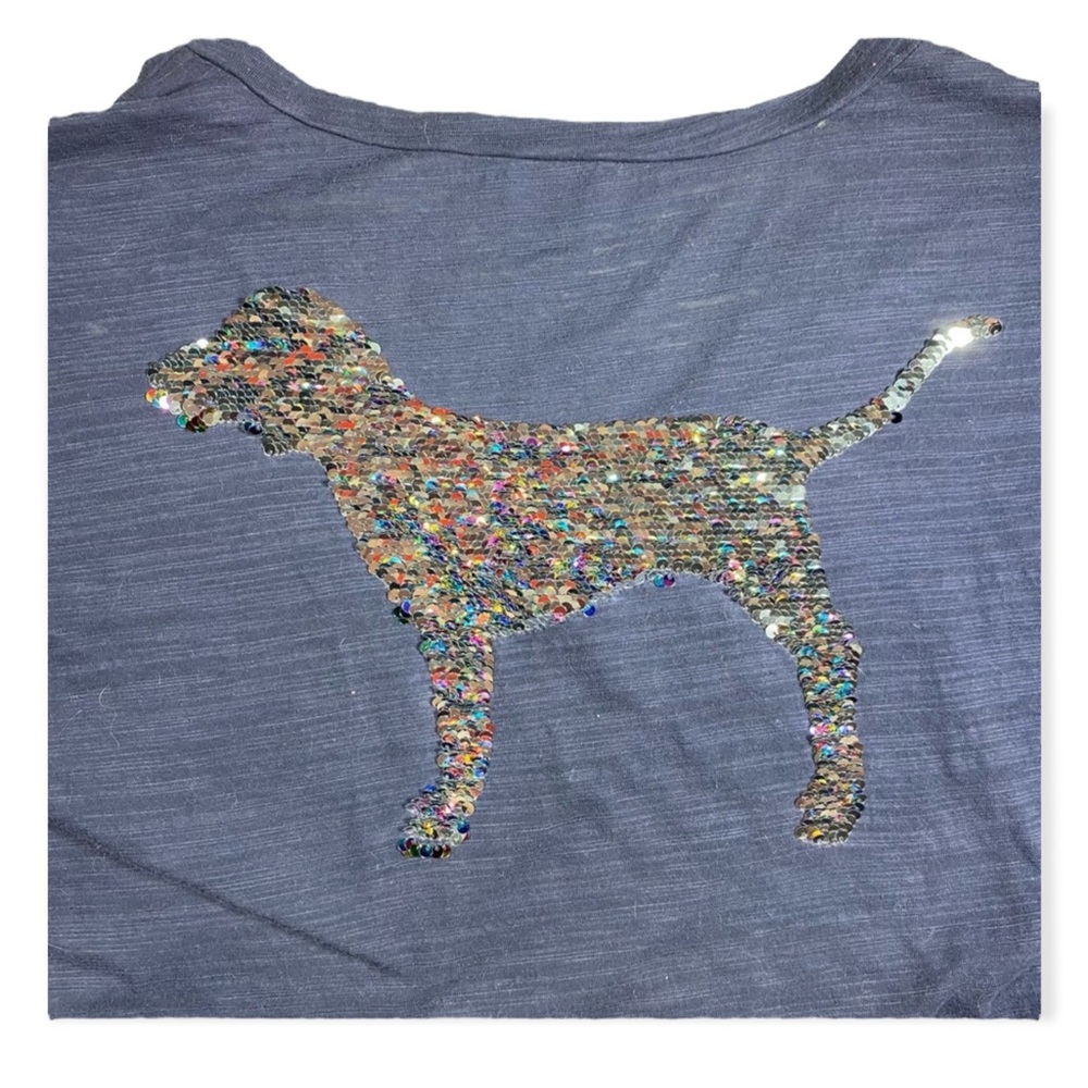 Victoria’s Secret PINK sequin dog tee shirt large - Picture 9 of 9
